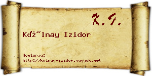 Kálnay Izidor névjegykártya
